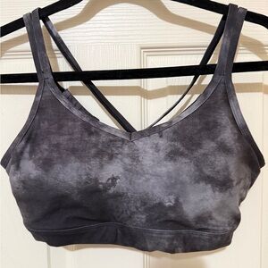 Women's Gray Sports Bra with Strappy Back